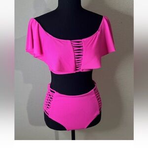 *TiNiBiKiNi* Women's Pink  2 Pc Swimsuit Bikini Top and Bottom M